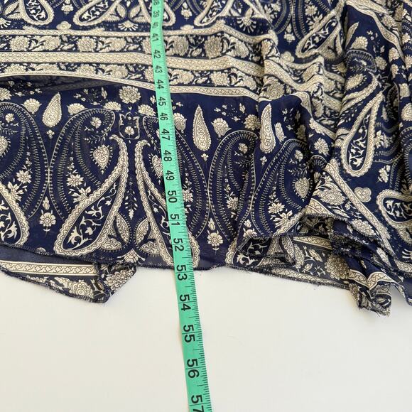 Sheryl Crow Paisley Print V-Neck Maxi Dress Size S Pom-Poms Hippie Boho Gypsy - Picture 11 of 13